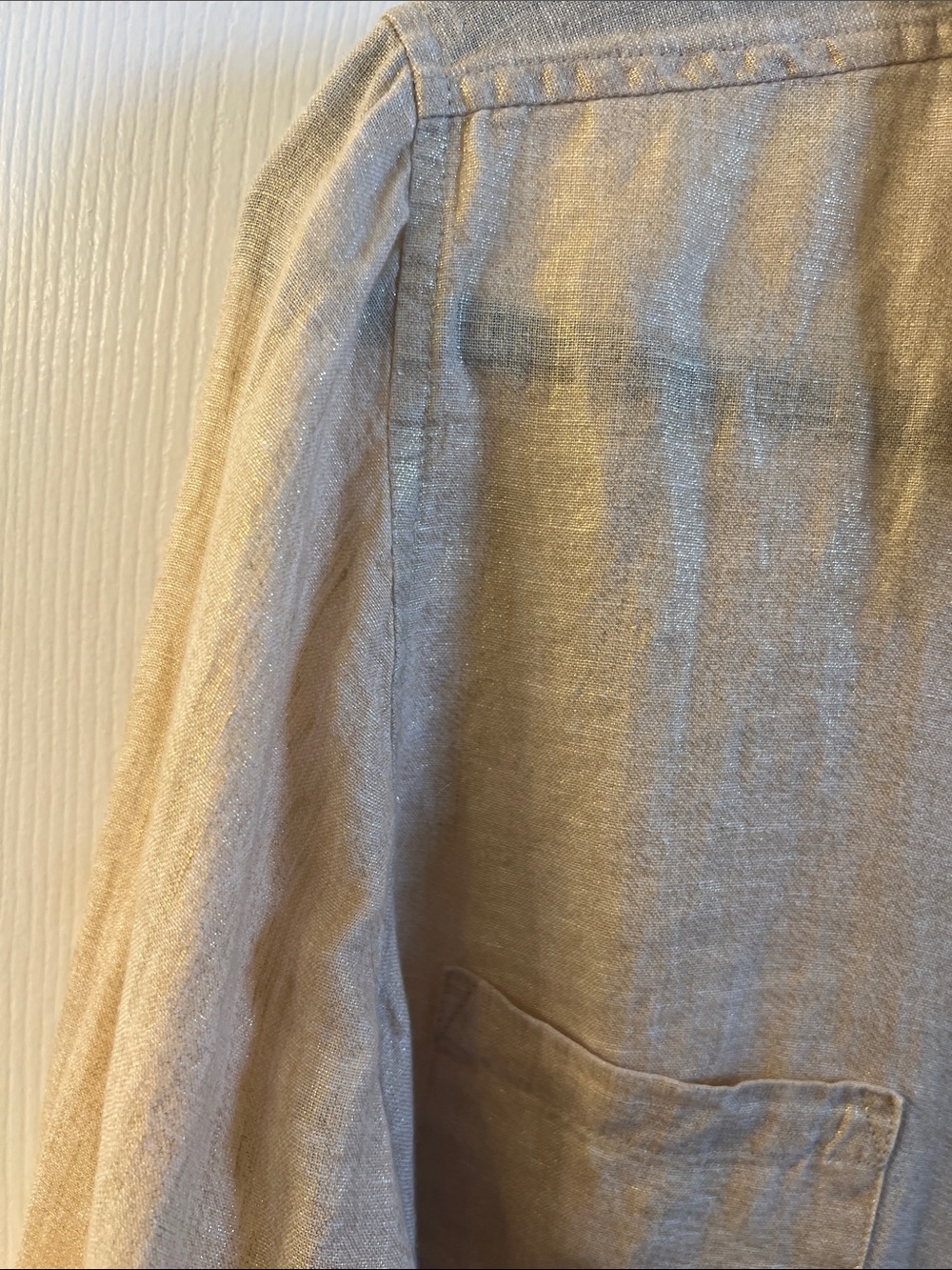 NWT!! Lilly Pulitzer Sea View Linen Button-Down Shirt Metallic Gold XL - Picture 4 of 5